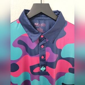 Pins And Aces Golf Multi-Color Camo Performance Stretch Polo Men's 2XL